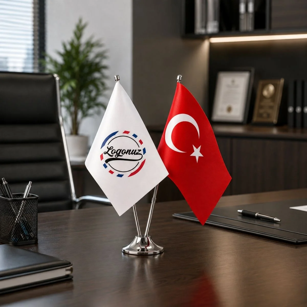 Logo baskılı masa bayrağı 2