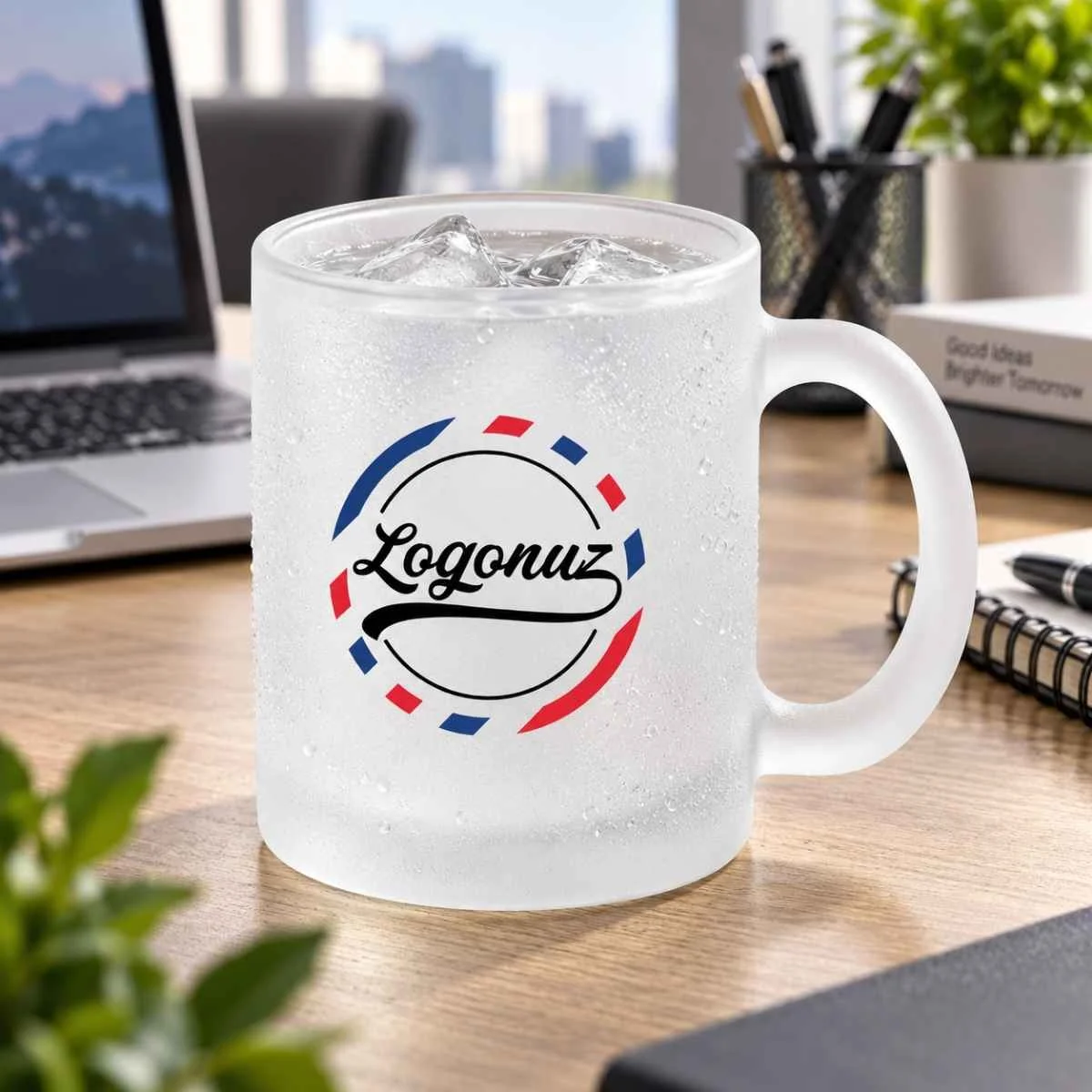 Logolu Buzlu Cam Kahve Kupası 2