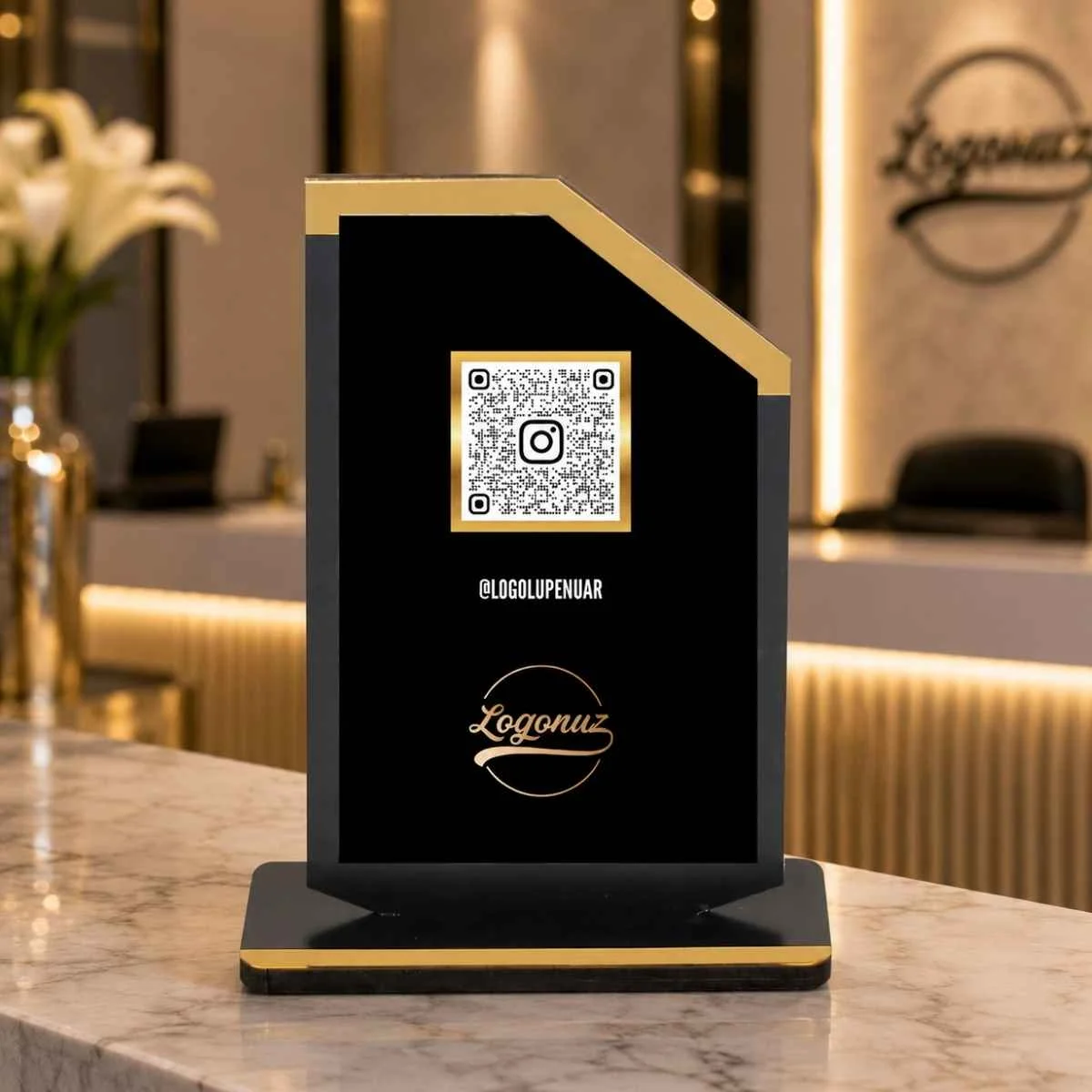 Logolu kuaför Qr Kod Plaket 2