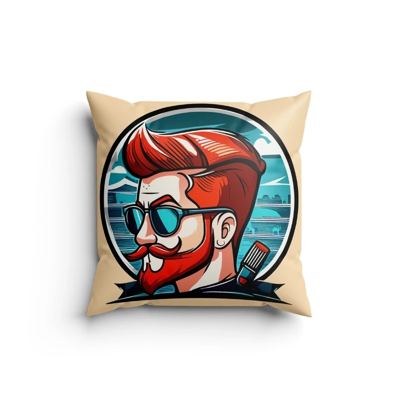 Retro Pompadour Berber Kırlent Kılıfı