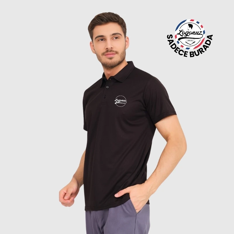 Boya Tutmayan T shirt Polo Yaka Siyah