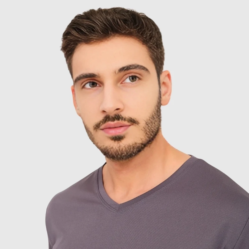 Boya Tutmayan T shirt V Yaka Gri 4