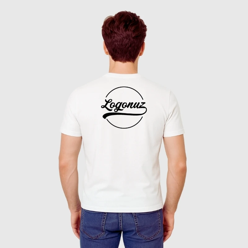 Logo Baskılı T shirt Bisiklet Yaka Pamuklu 3