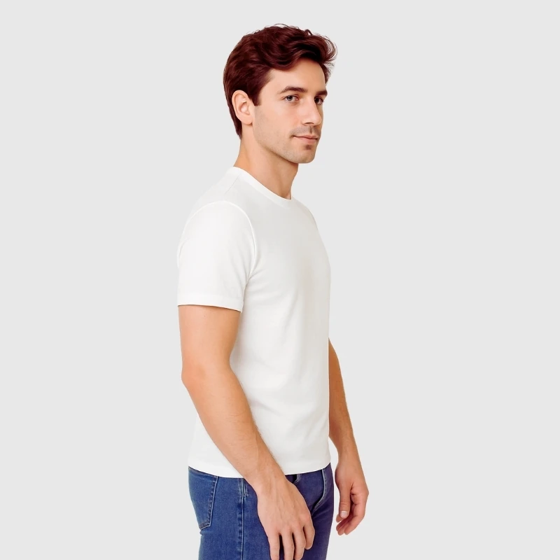 Logo Baskılı T shirt Bisiklet Yaka Pamuklu 4