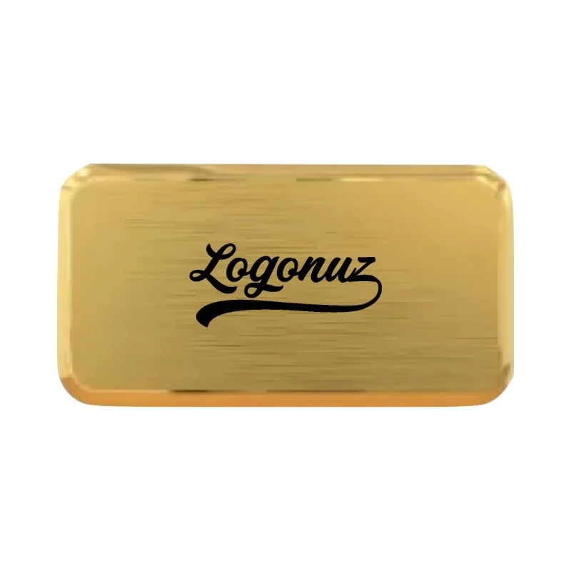 Logo Baskılı Yaka İsimliği Dikdörtgen Gold 3