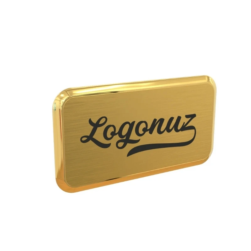 Logo Baskılı Yaka İsimliği Dikdörtgen Gold 4
