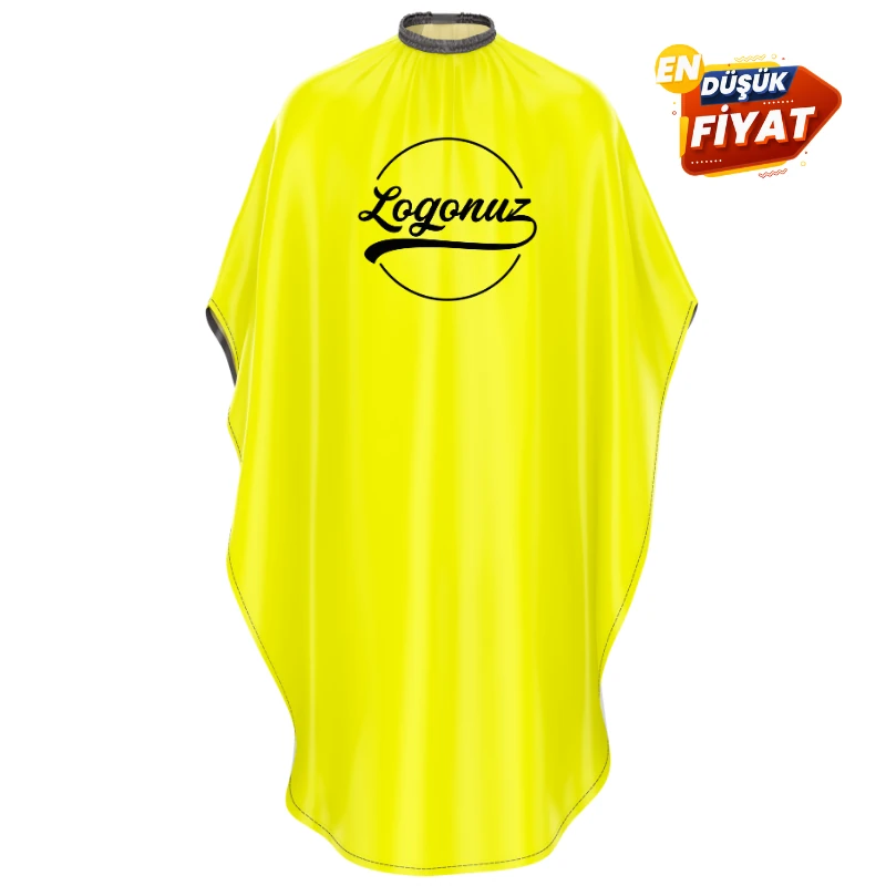 Logo Baskılı  Kristal (ince) Kumaş Sarı Penuar