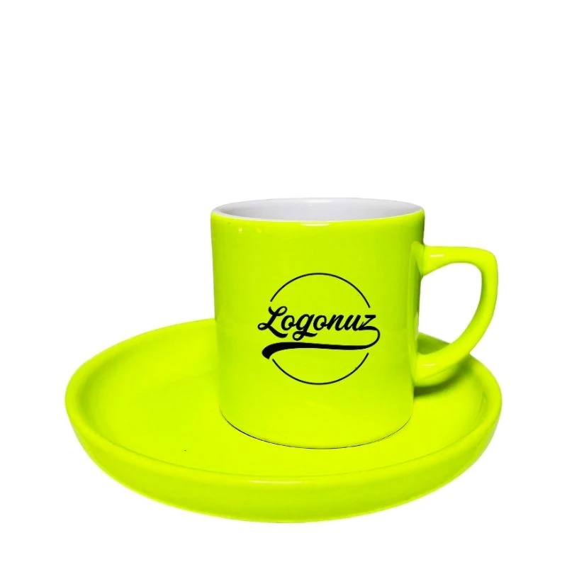 Logolu Türk Kahvesi Fincanı Neon Sarı