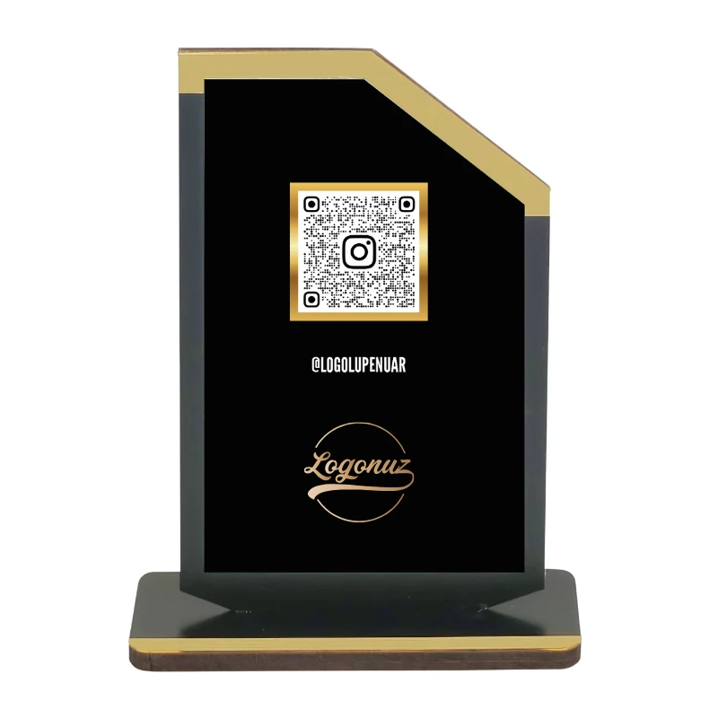 Logolu kuaför Qr Kod Plaket