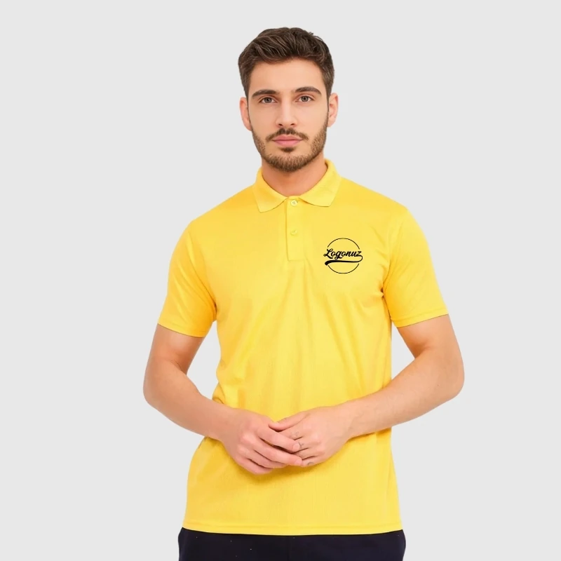 Polo Yaka T shirt Sarı Kabba Kumaş